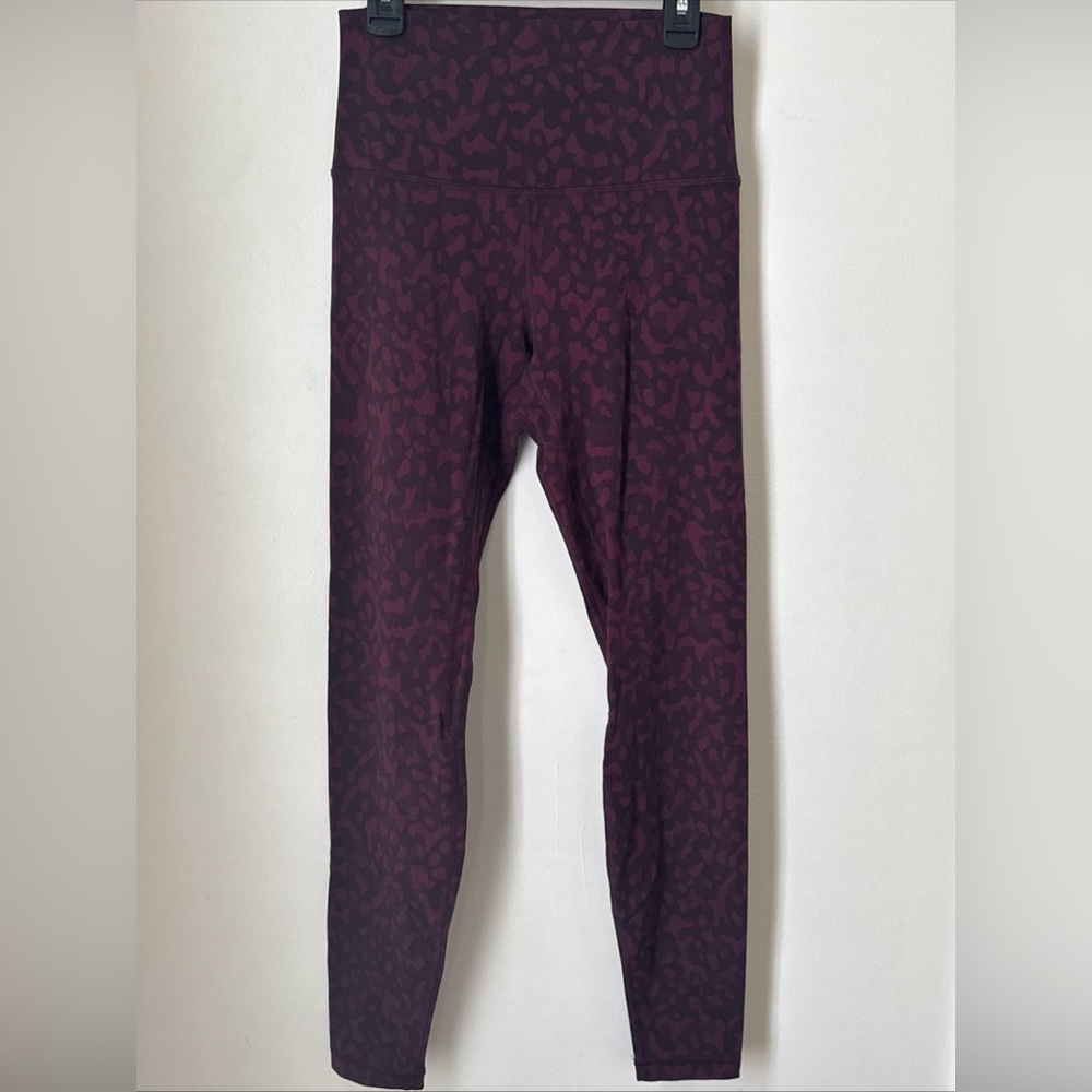 Lululemon Align Burgandy Black Leopard Printed Full Length Leggings Sz 6